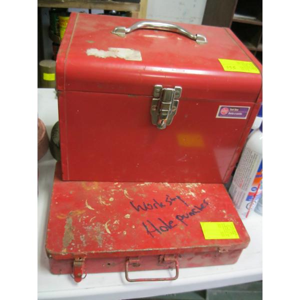 RED BOX W/BLACK & DECKER PLANER & PALM SANDER & SM. RED BOX