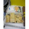 Image 2 : CLEAR CONTAINER OF MISC. TRAIN ITEMS & CONTAINER OF MISC. & BACKGAMMON BOARD