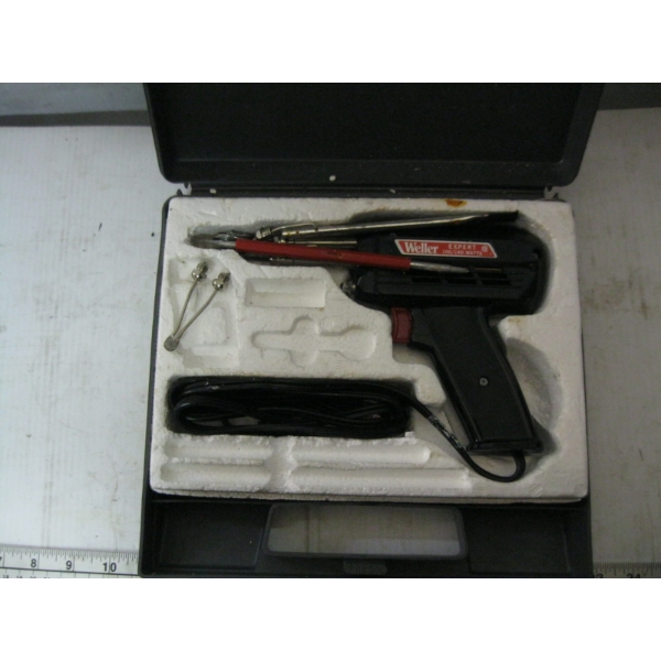 SOLDERING GUN, REFLECTIVE CLOTHING & BIN OF MISC.
