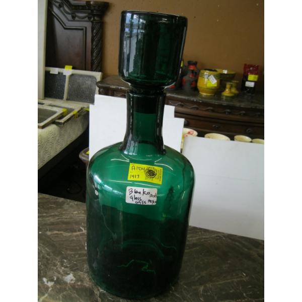 MATCHING LG. GREEN GLASS BLENKO JOEL MEYER VASE
