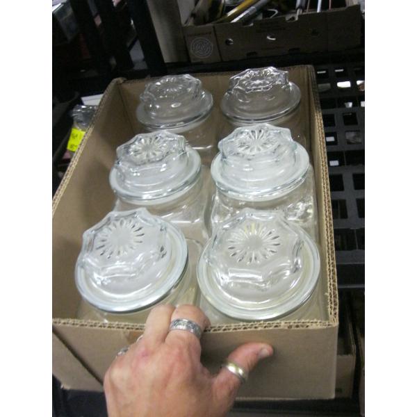 SET OF 6 GLASS CANNISTERS