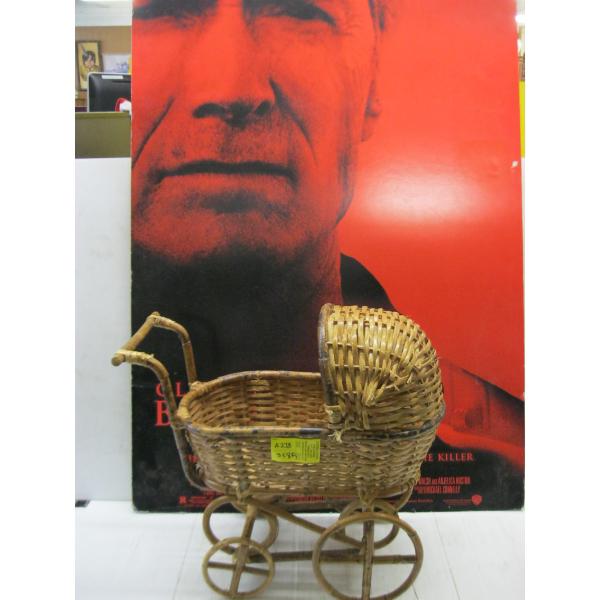 WICKER SM. BABY CARRIAGE & CLINT EASTWOOD HARDBOARD POSTER