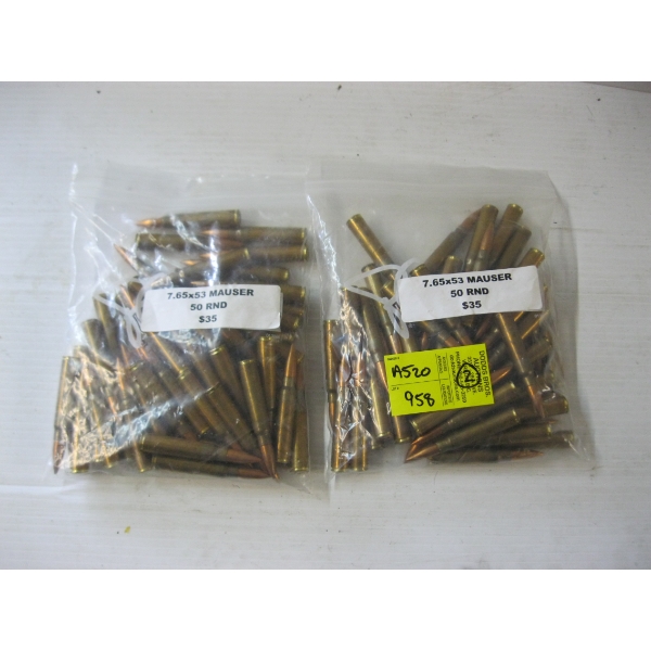 2 BAGS OF 50 ROUNDS MAUSER 7.65X53
