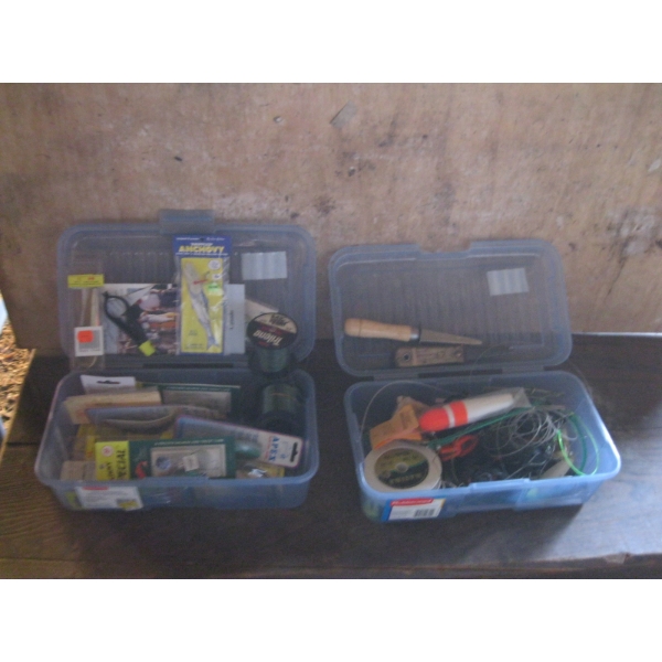 2 PLASTIC CONTAINERS W/ASST. FISHING TACKLE
