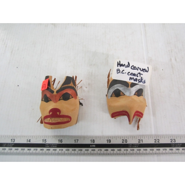 2 SIGNED & CARVED MINI BC HOST NATIVE MASKS