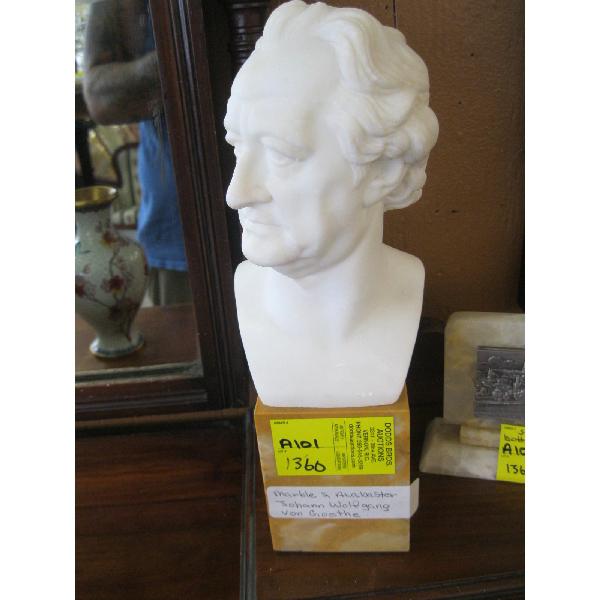 MARBLE BASE ALABASTER HEAD BY JOHAN WOLFGANG VON GUTH