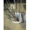 Image 2 : BUCKET & 2 BINS OF MISC. PRYBARS, CHISELS, AIR CHISEL, ETC.