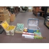 Image 1 : SEWING BASKET W/MISC. CONTENTS & A BLUE SUITCASE W/CONTENTS