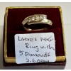 Image 1 : LADIES 14KT RING W/5 DIAMONDS, 2.6GR SZ 5 3/4