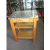 Image 1 : MARBLE TOP WOOD TABLE W/2 SHELVES