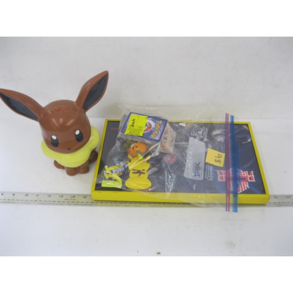 AUTOGRAPHED NIGHT RANGER POSTER, POKEMAN CARDS, COIN BANK & ACTION FIGURES