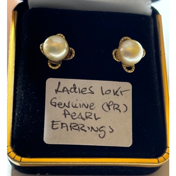 LADIES 10KT GENUINE PEARL EARRINGS (PR)