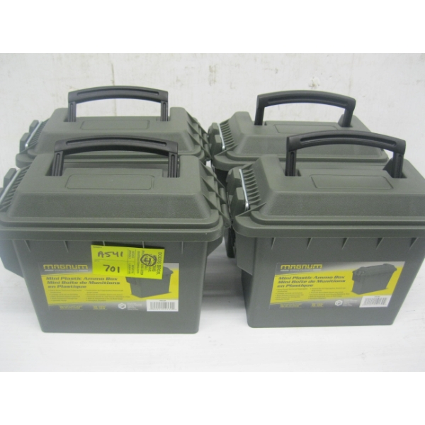 4 PLASTIC MINI AMMO BOXES