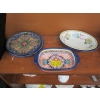 Image 3 : DECORATIVE COLORFUL PLATES & SERVING DISHES & 3 POTTERY PITCHERS