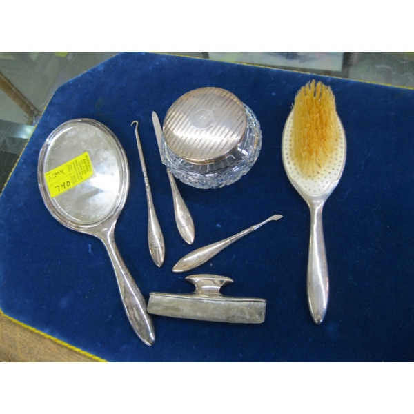 COMPLETE BIRKS STERLING DRESSER SET - MIRROR, FILES, BRUSH, ETC.