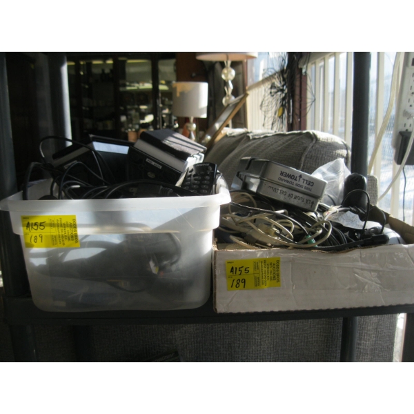2 BOXES OF MISC. ELECTRONICS, COMPUTER SPEAKERS, ETC.