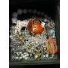 Image 4 : GREEN JEWELLERY BOX W/ASST. JEWELLERY