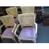 Image 1 : SET OF 4 WOOD FRAMED UPHOLSTERED SEAT, CANE BACK DINING CHAIRS