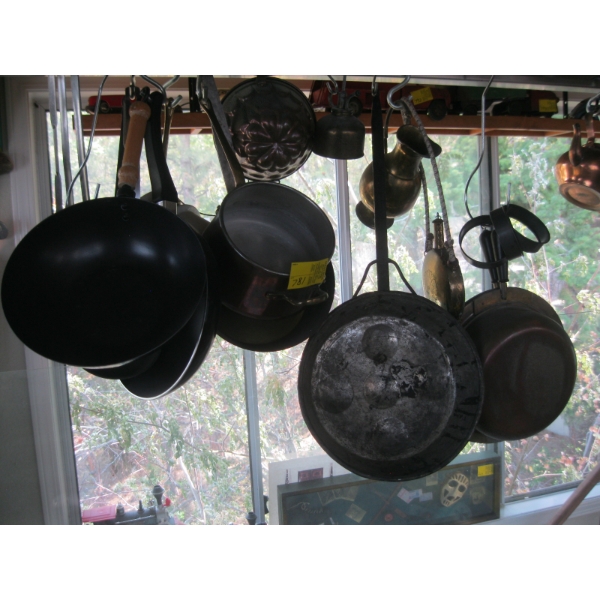 MISC. FRY PANS, MOLDS, COPPERWARE, ETC.