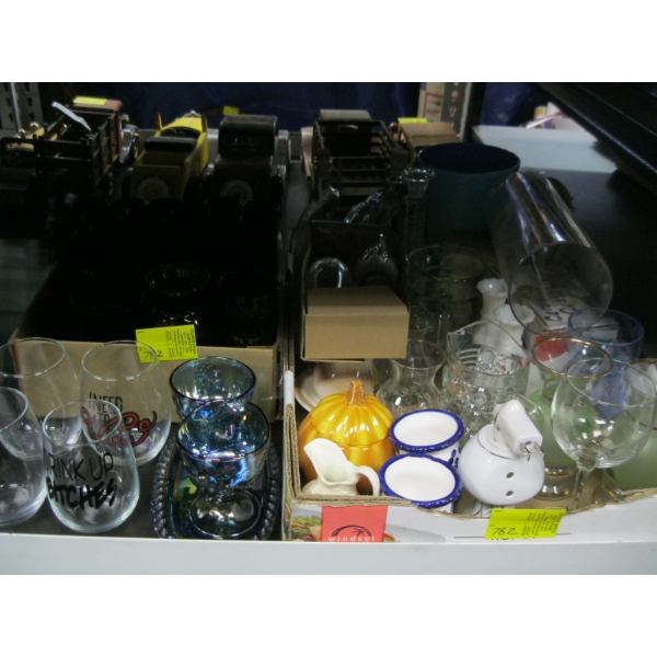 MISC. GLASSWARE, VASES, RUBY GLASS, ETC.