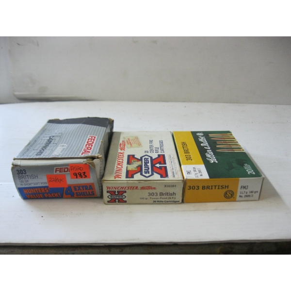 3 BOXES OF .303 BRITISH CARTRIDGES|1X22 ONLY