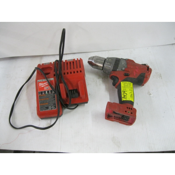 MILWAUKEE CORDLESS DRILL & CHARGER - NO BATTERIES