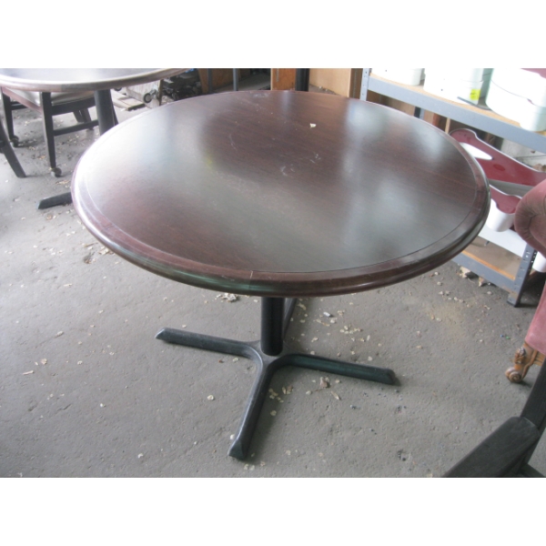 42" WOOD TABLE W/METAL BASE
