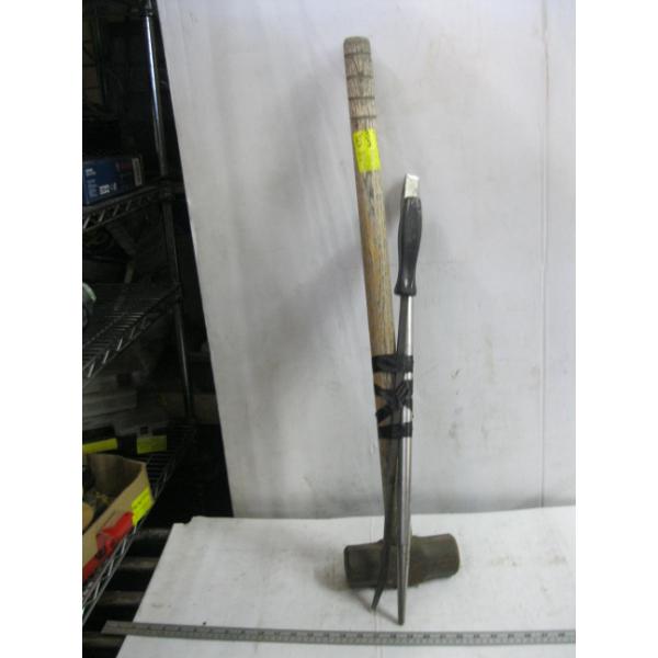 SLEDGEHAMMER, PRY BAR & LONG SCREWDRIVER