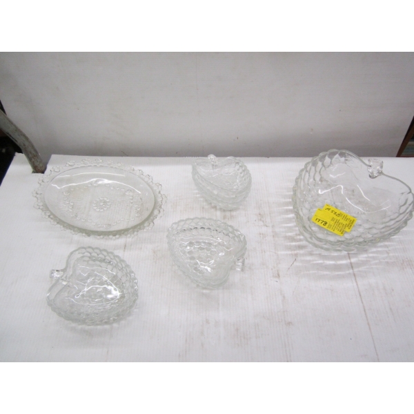 GLASS DESSERT SET W/BOWLS & A PLATE