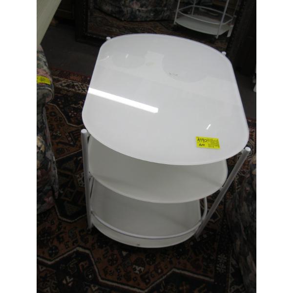 3 TIER GLASS & METAL SERVING TABLE