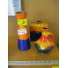 Image 1 : 3 WEST GERMAN FAT LAVA POTTERY ORANGE & BLUE VASES