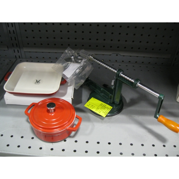 2 SM. DISHES & APPLE PEELER/CORER
