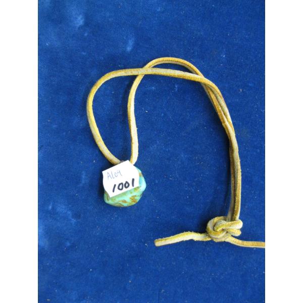 LEATHER STRAP W/TURQUOISE STONE PENDANT