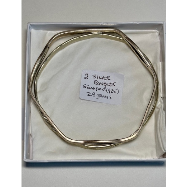 2 SILVER BANGLES, STAMPED .925