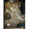 Image 1 : BOX OF MISC. GLASSWARE, TIN BOX, DECANTER, ETC.
