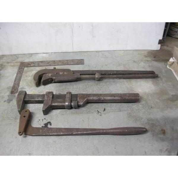 2 VINTAGE WRENCHES & A HANDLE