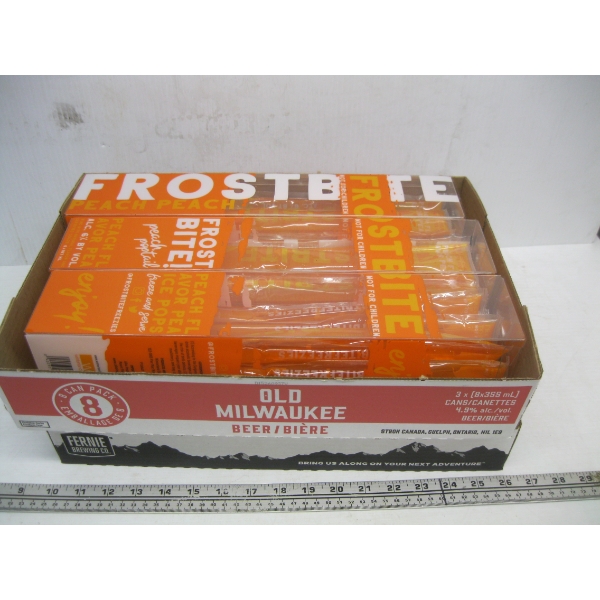 6 BOXES OF FROSTBITE PEACH ALCOHOL ICE POPS