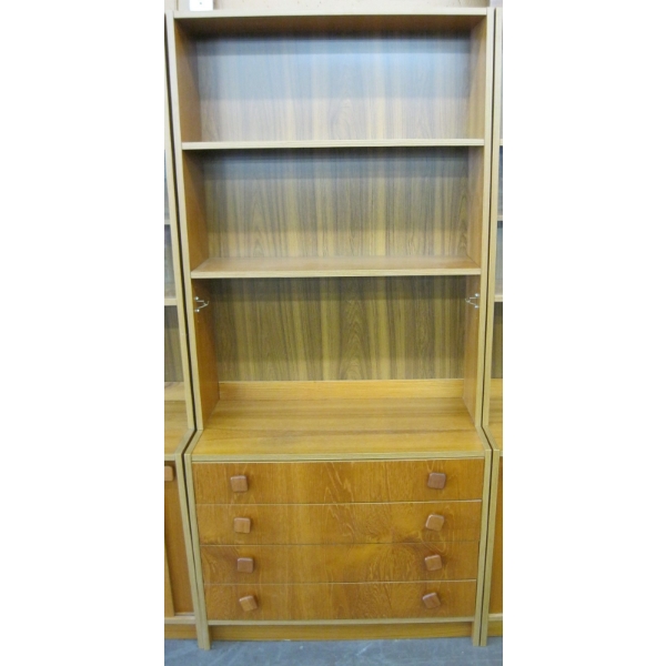 MATCHING TEAK SHELF UNIT W/4 DRAWERS