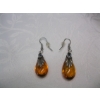 Image 3 : PAIR OF STERLING SILVER (.925) AMBER EARRINGS