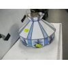 Image 1 : WHITE & BLUE STAINED GLASS HANGING LIGHT