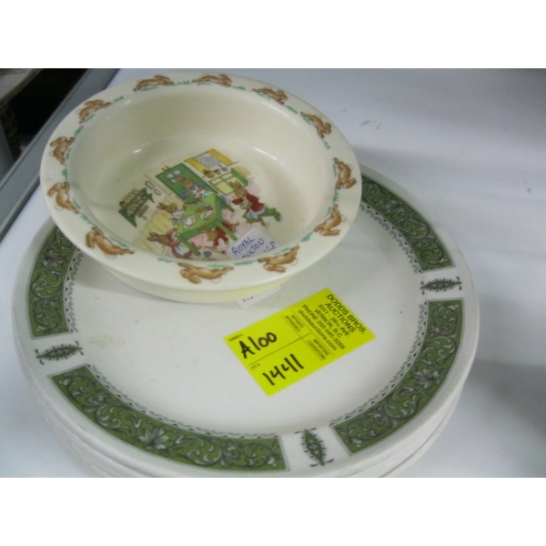 ROYAL DOULTON BUNNYKINS BOWL & ROYAL DOULTON PLATES