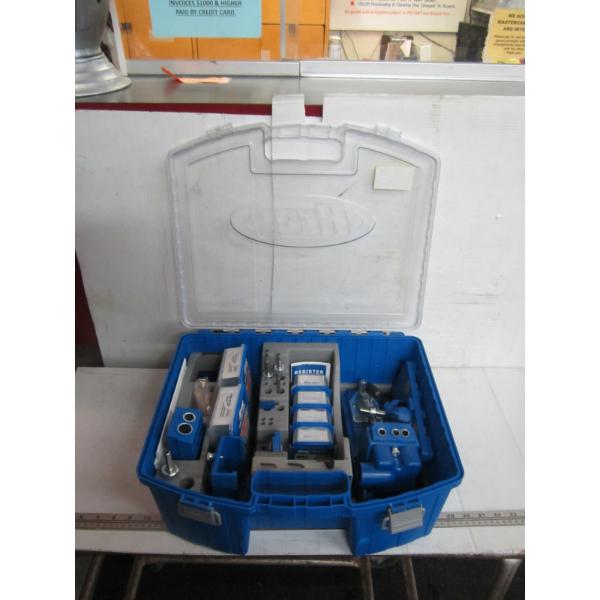 PLASTIC KREG CONTAINER OF ASST. BITS, POCKET BOLT SCREWS, ETC.