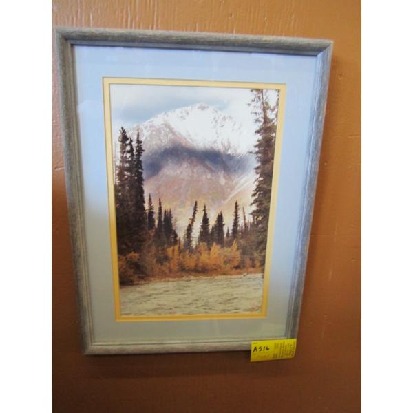 FRAMED PHOTOGRAPH OF SNOWCAP MOUNTAINS