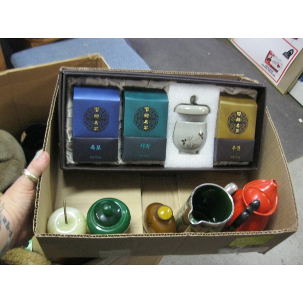 MISC. CREAMERS, ASIAN TEA SET, ETC.