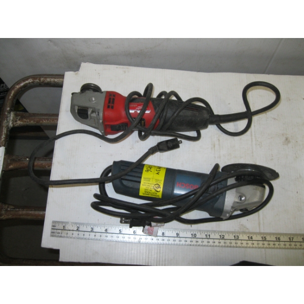 BOSCH ANGLE GRINDER & A MILWAUKEE ANGLE GRINDER