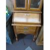 Image 10 : MAPLE SM. 2 DRAWER DROP FRONT WRITING DESK W/UPPER GLASS DOORED CABINET - MISSING SHELVES