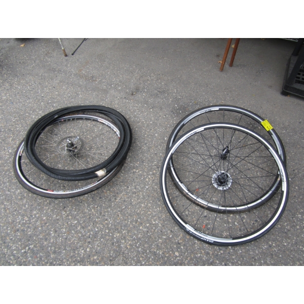 3 ROAD BIKE TIRE RIMS & TIRES & 2 NEW ROAD BIKE TIRES
