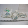 Image 1 : ROYAL ALBERT MARGARITE TEAPOT, 3 CUPS/SAUCERS & SM. SERVING PLATE