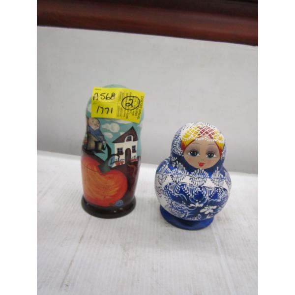 2 WOODEN NESTING DOLL SETS
