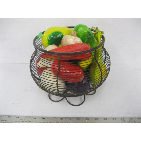 FRUIT BOWL CENTERPIECE W/16 IMMITATION FRUIT